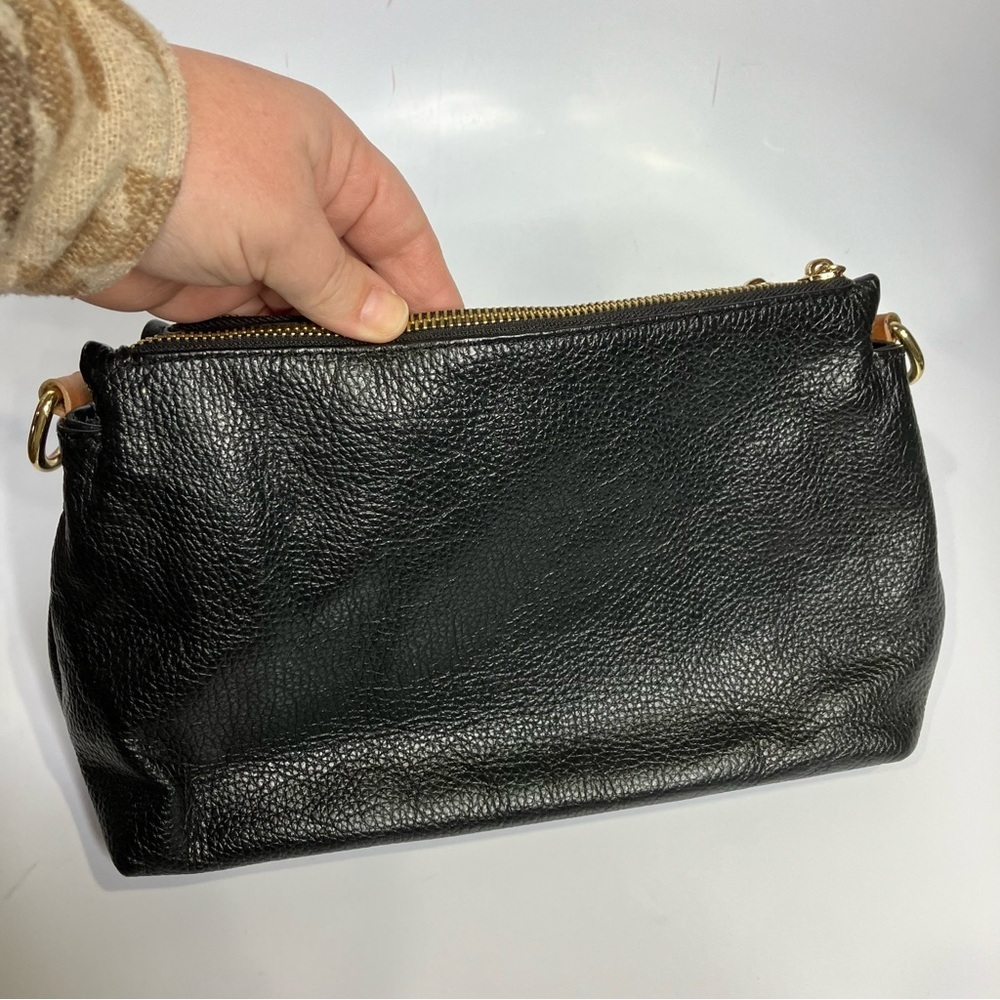 Valentina black pebbled leather bag with no strap small size